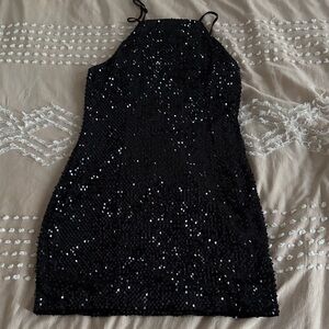 Express Sparkling Black Mini Dress